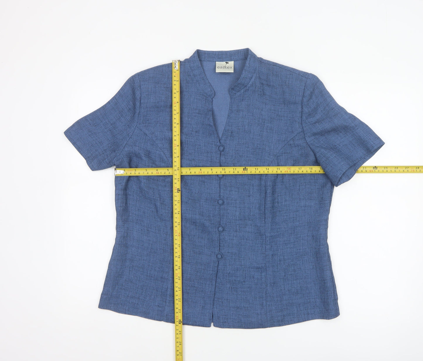Eastex Women’s Blue UK 14 Short Sleeve Button-Up Blouse