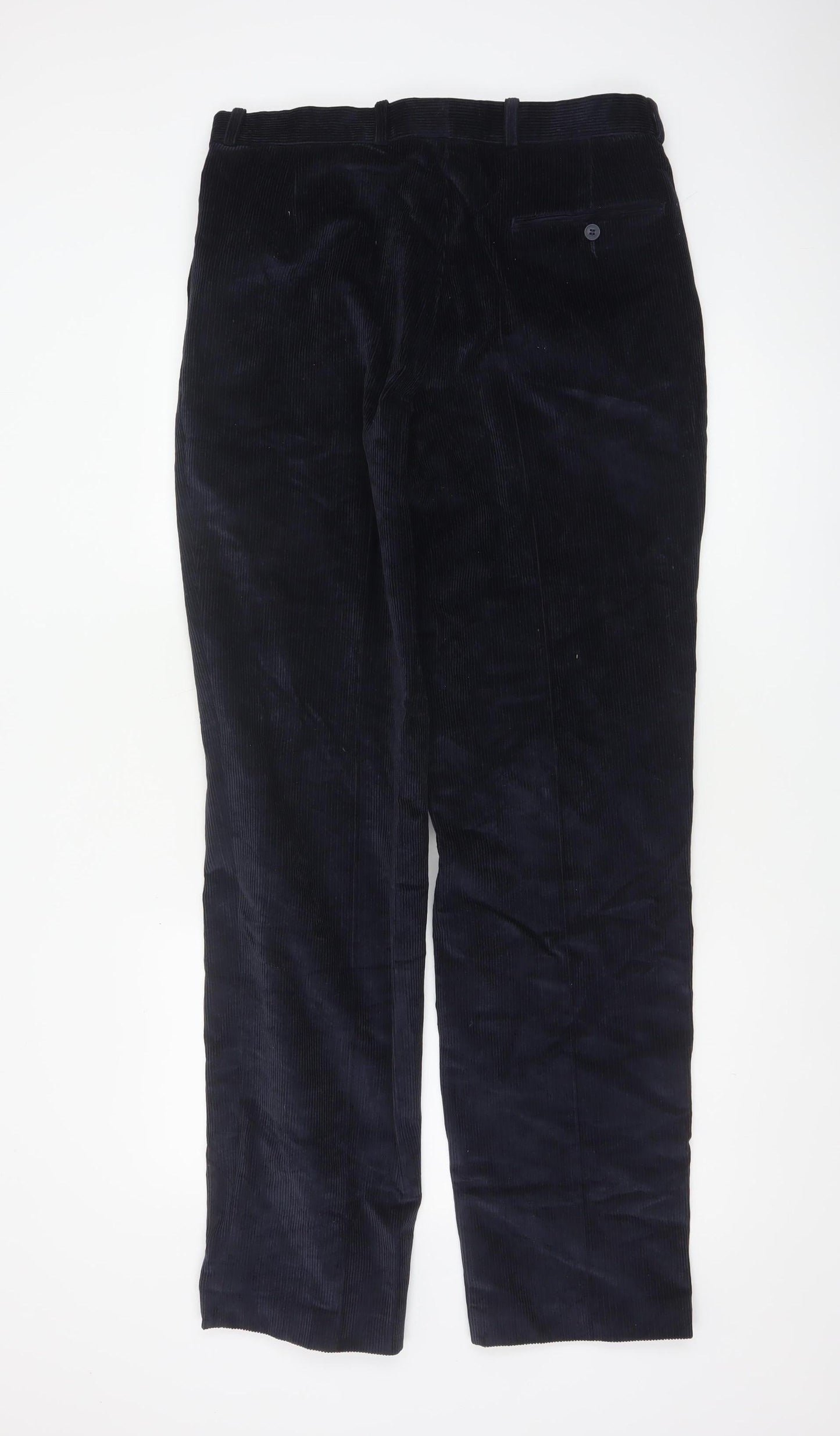 Best Men’s Navy Blue 35in Corduroy Straight Trousers Cotton Blend