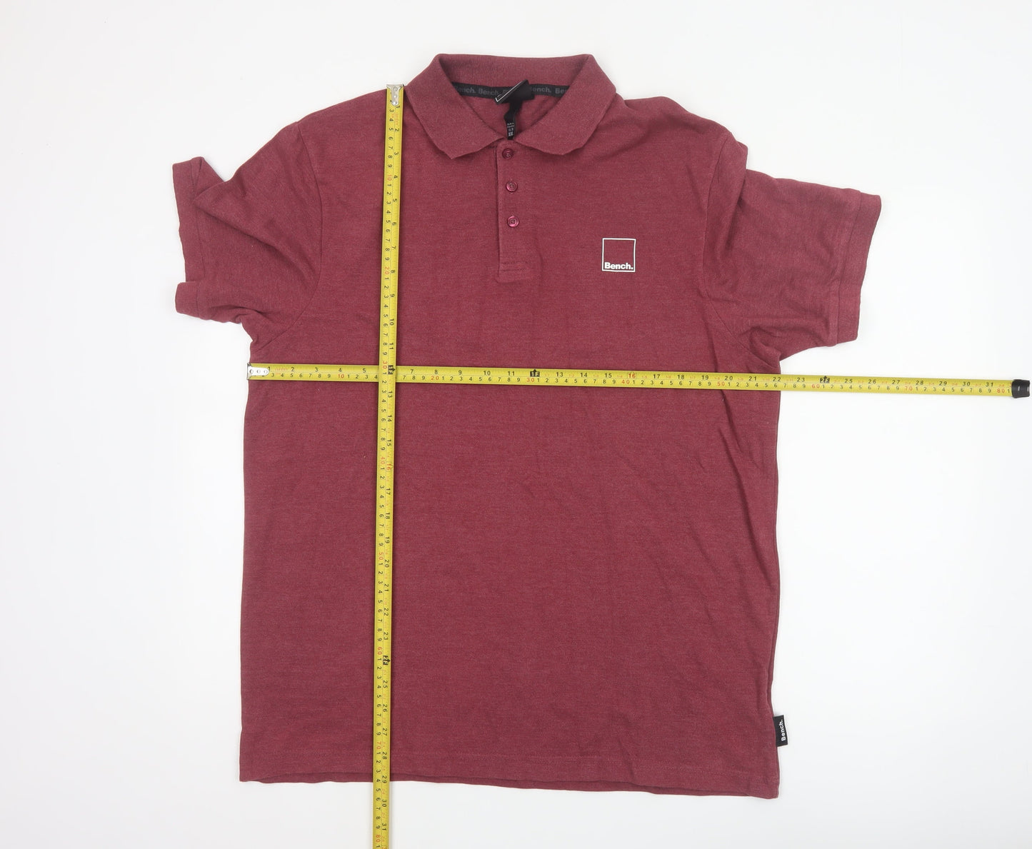 Bench Men's Red 2XL Logo Short Sleeve Cotton Blend Polo Shirt