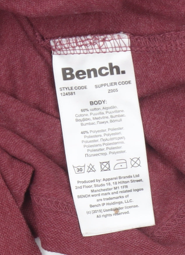 Bench Men's Red 2XL Logo Short Sleeve Cotton Blend Polo Shirt