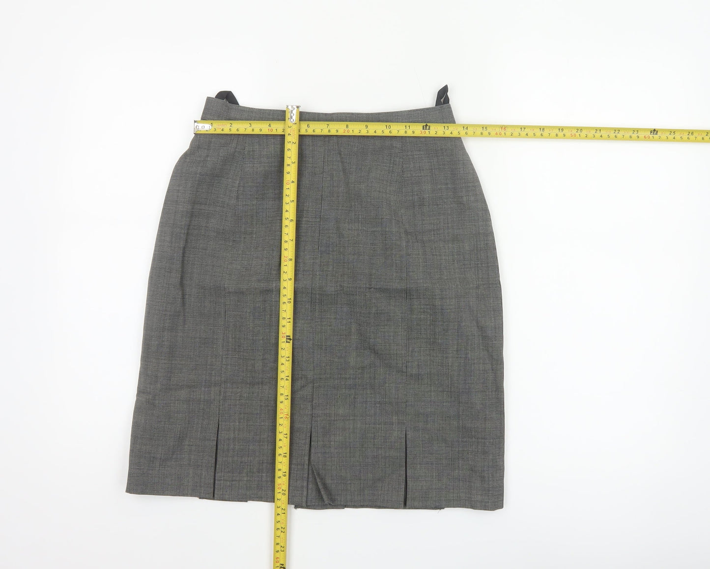 St Michael Women Black Wool Pencil Skirt UK 12 Knee Length Vintage