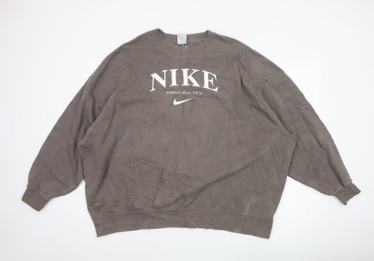 Nike Men’s Brown M Pullover Crew Neck Fleece Sweatshirt Athletic 1972