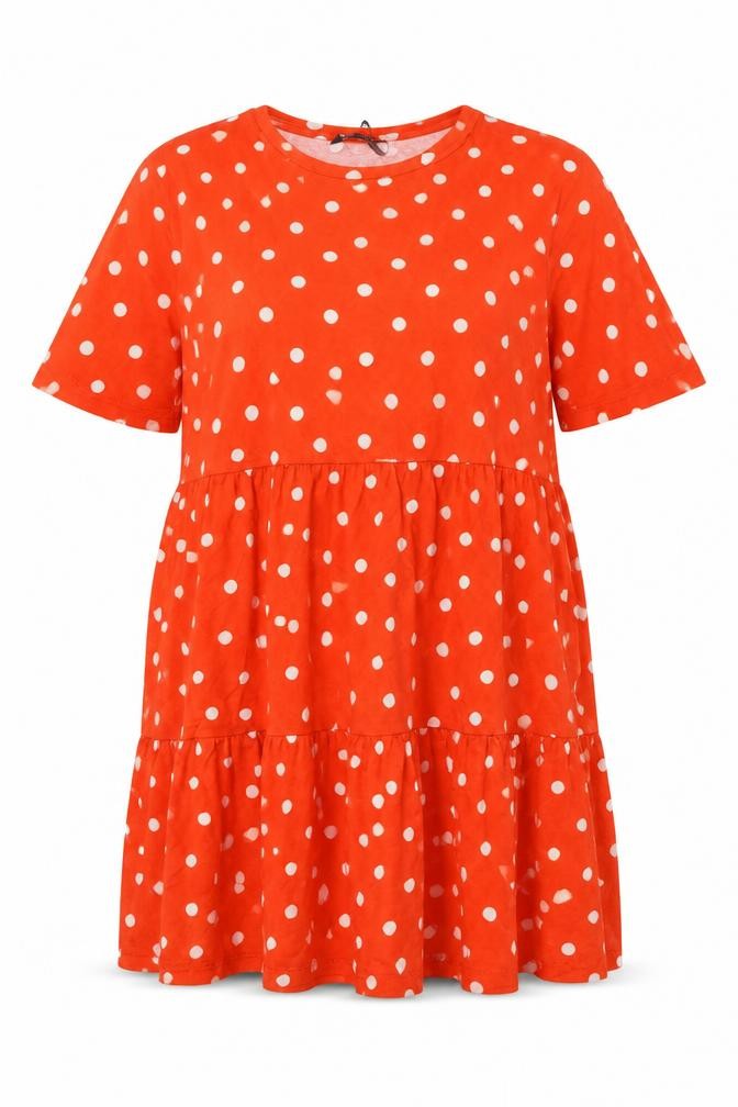 Marks & Spencer Women Orange Polka Dot UK 22 Fit & Flare Jersey Dress