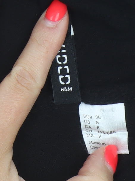 H&M Women Black UK 10 Fit & Flare Lace Strappy Short Dress