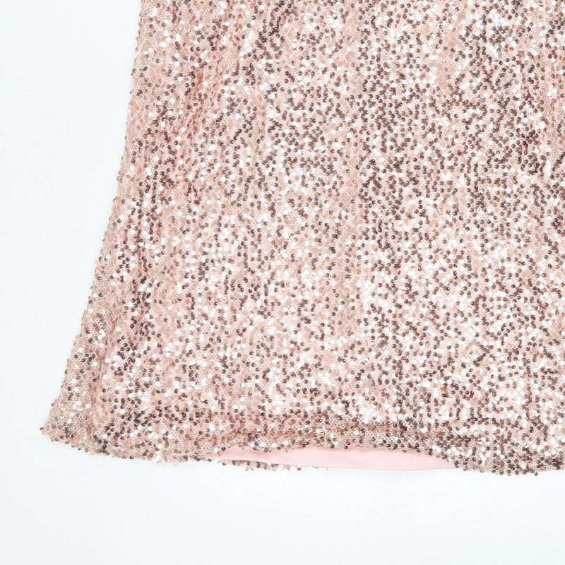 Marks and Spencer Women Pink UK 22 A-Line Sequin Party Dress