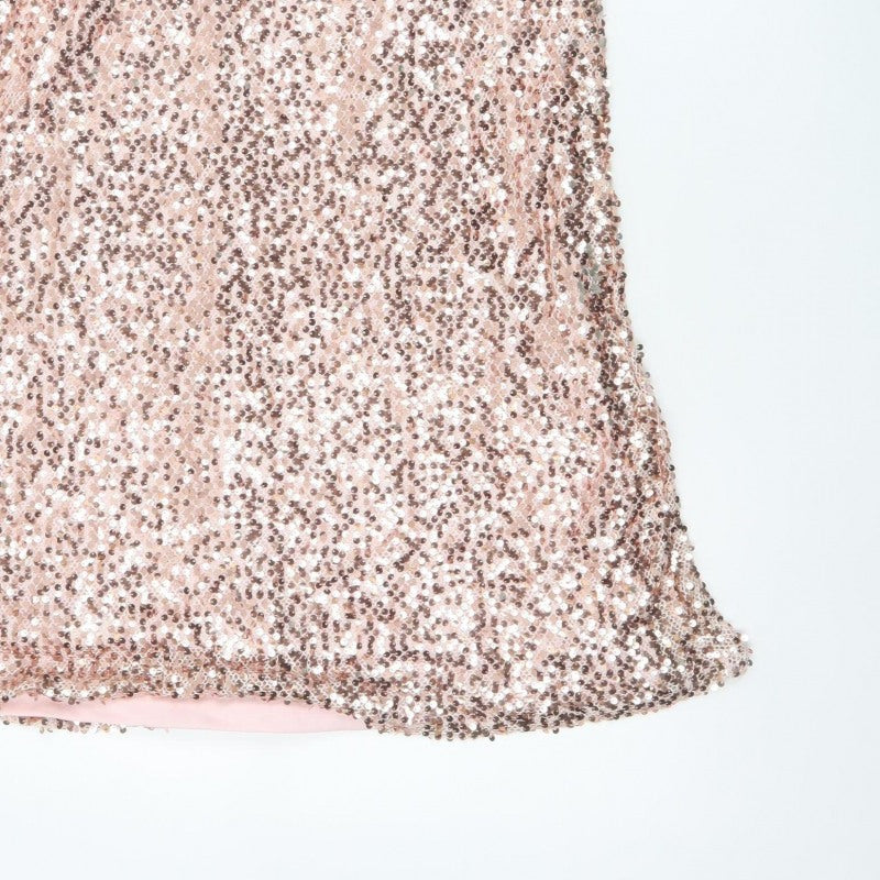 Marks and Spencer Women Pink UK 22 A-Line Sequin Party Dress