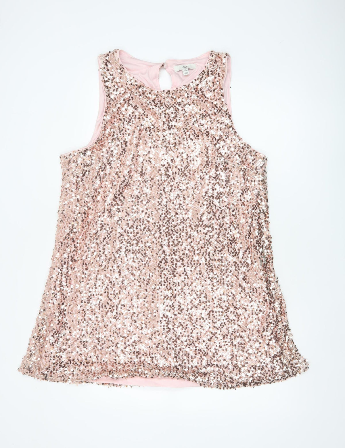 Marks and Spencer Women Pink UK 22 A-Line Sequin Party Dress