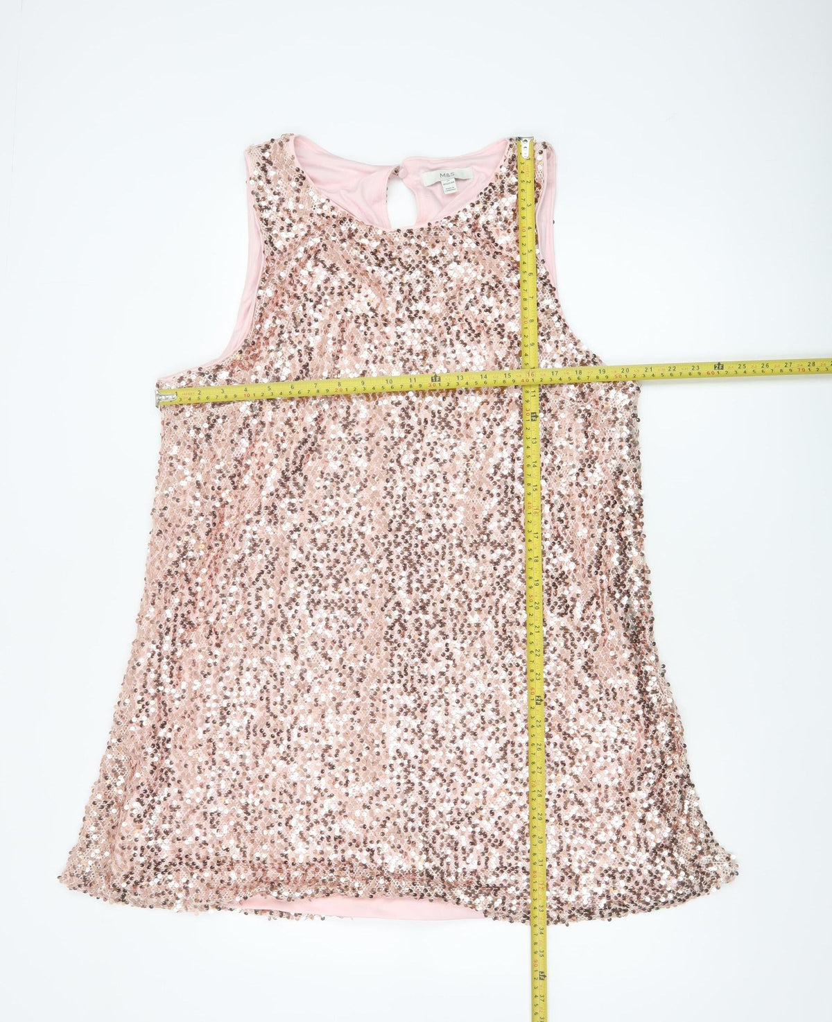 Marks and Spencer Women Pink UK 22 A-Line Sequin Party Dress
