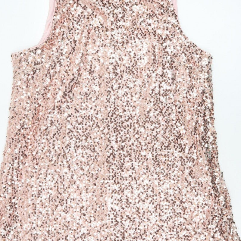 Marks and Spencer Women Pink UK 22 A-Line Sequin Party Dress