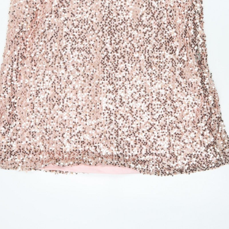 Marks and Spencer Women Pink UK 22 A-Line Sequin Party Dress