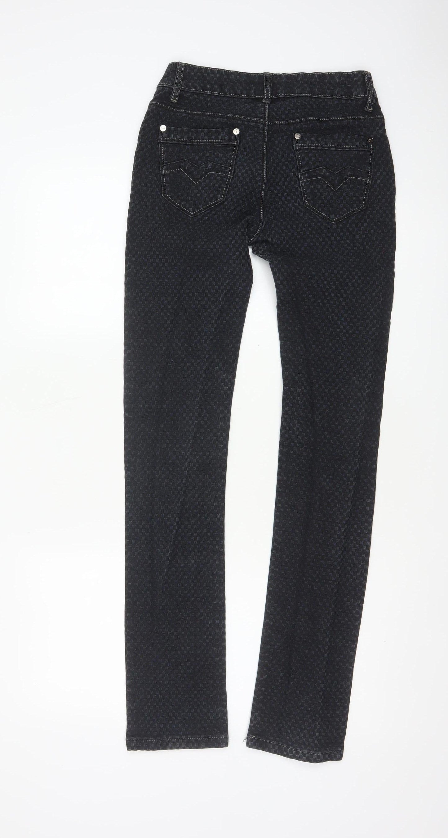 GO.D SK Women’s Black M Straight Leg Stretch Patterned Jeans