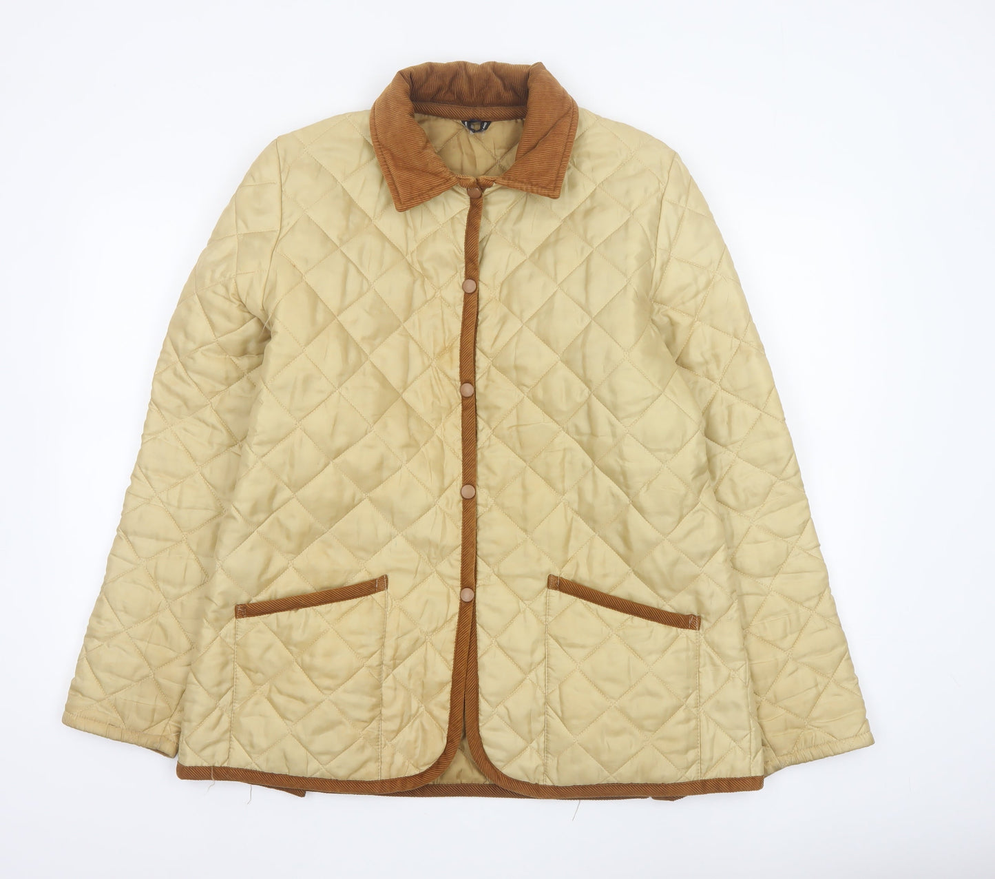 Hotter Women's Beige L Quilted Padded Jacket Corduroy Collar