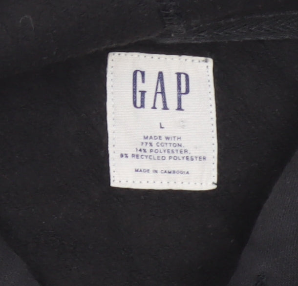 GAP Men’s Black Large Logo Pullover Hoodie Cotton Blend Fleece