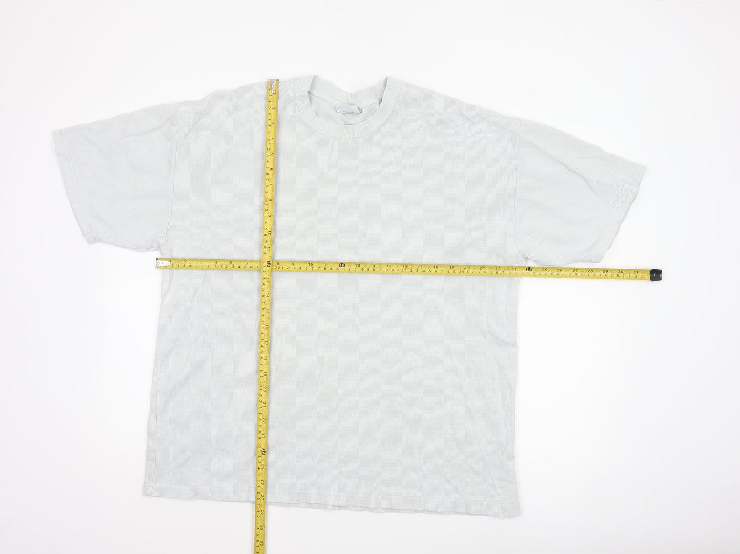 Garment Makers Industry Men’s White L Waffle Knit High Neck T-Shirt