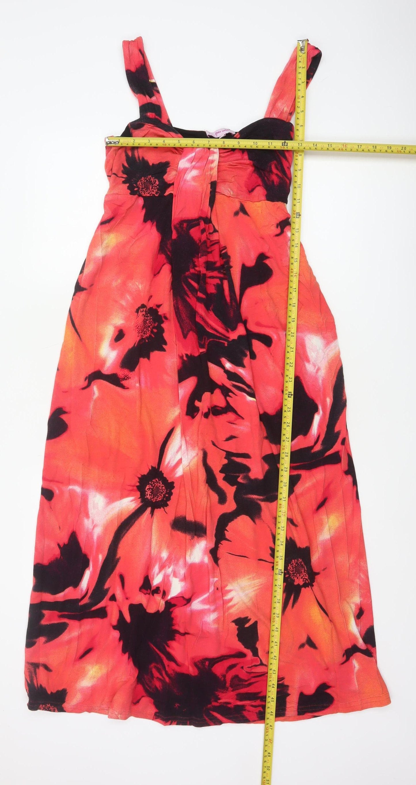 Marks & Spencer Women Orange Floral Fit & Flare Long Dress UK 12