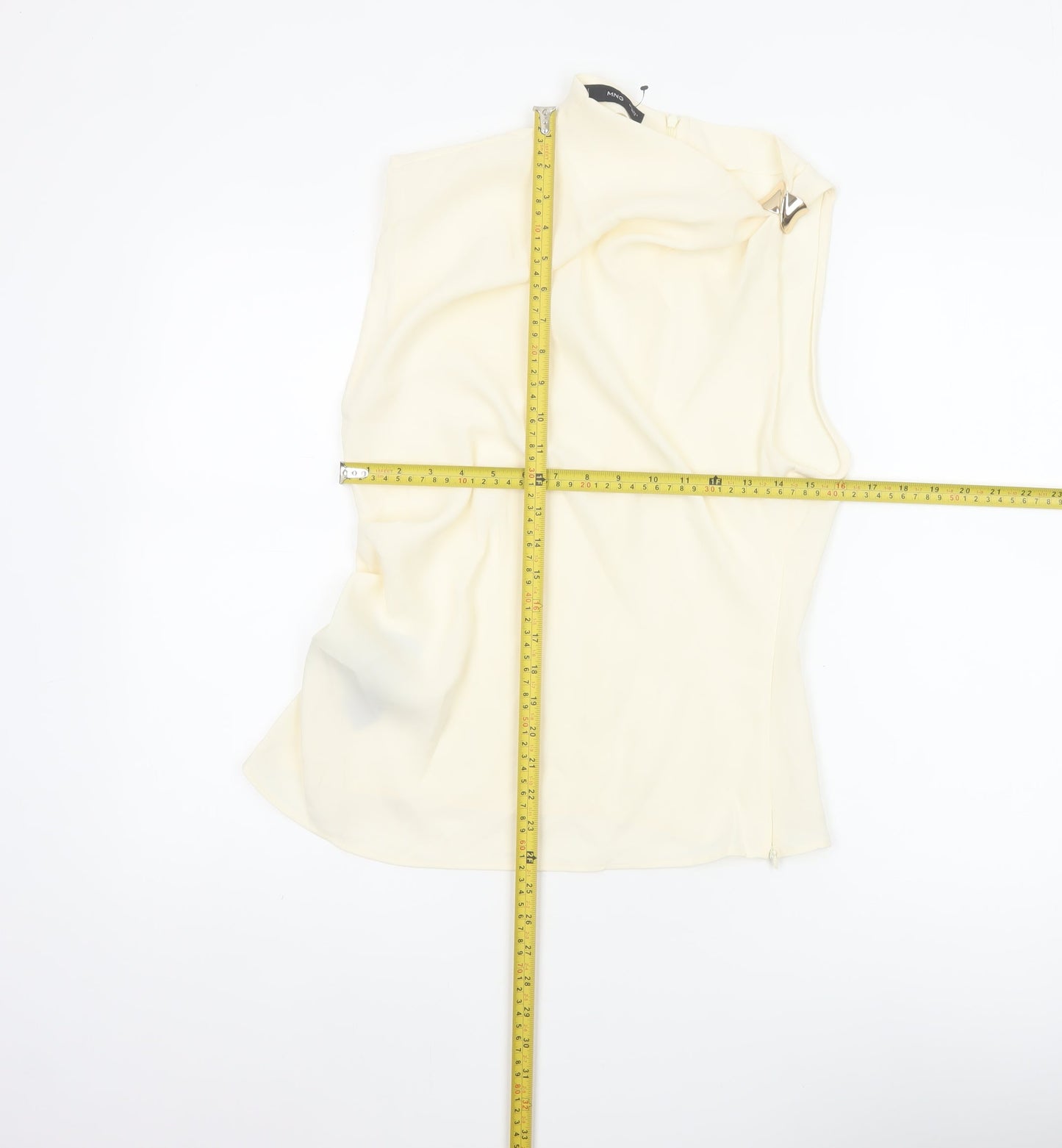 MNG Women Ivory UK 10 Basic One Shoulder Long Sleeve Buckle Blouse