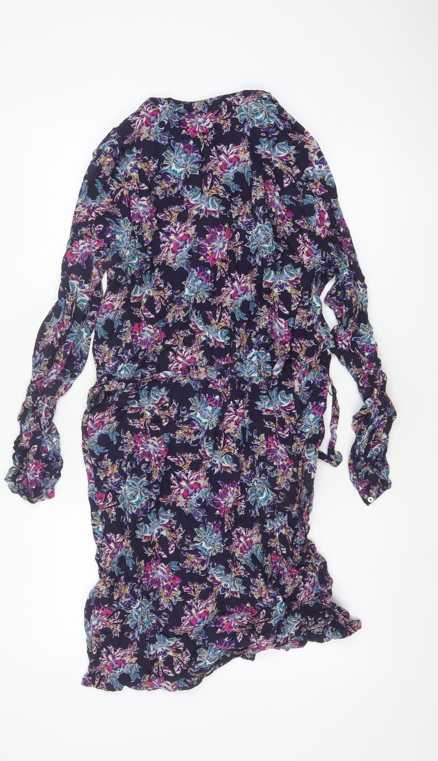 Marks and Spencer Women Multicoloured UK 14 Floral Midi Shirt Dress