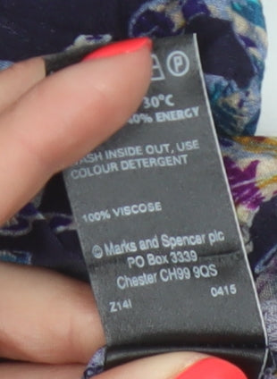 Marks and Spencer Women Multicoloured UK 14 Floral Midi Shirt Dress