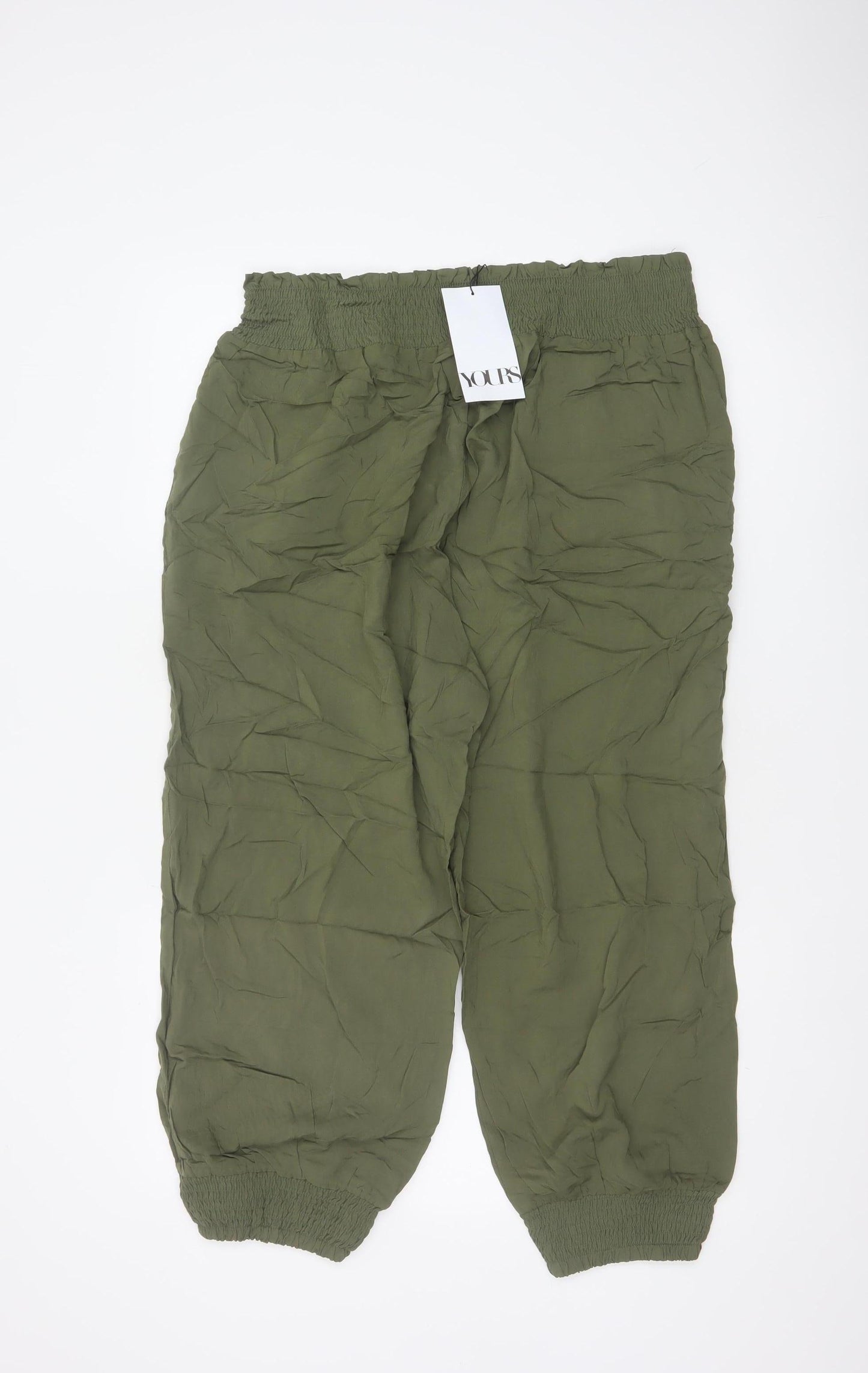 Yours Women Green UK 18 Viscose Harem Trousers Elasticated Drawstring