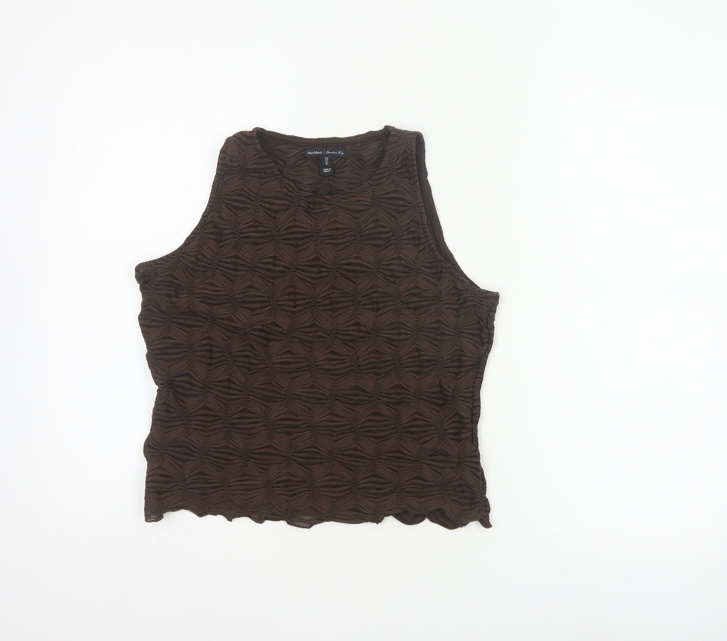 River Island Women Brown UK 12 Sheer Textured Stretch Tank Top