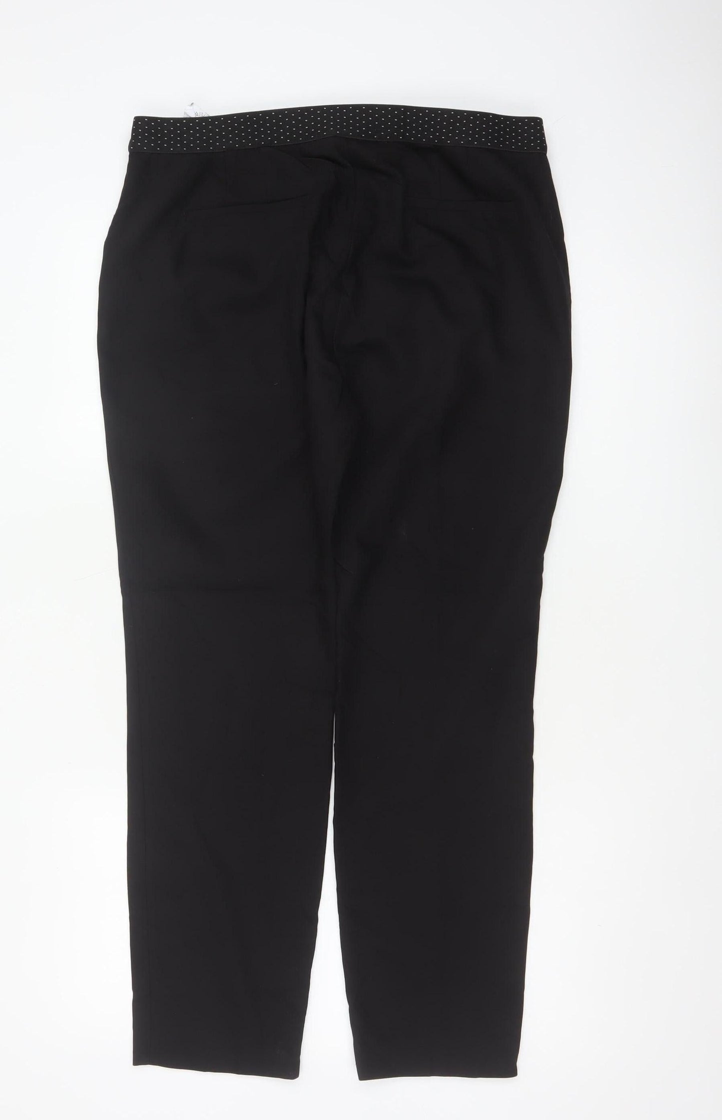 Zara Basic Women Black UK 16 Straight Leg Stretch Trousers