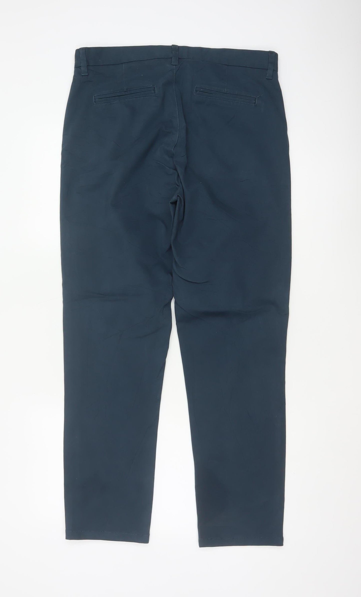 Next Men's Blue 32L Slim Stretch Chino Trousers Cotton
