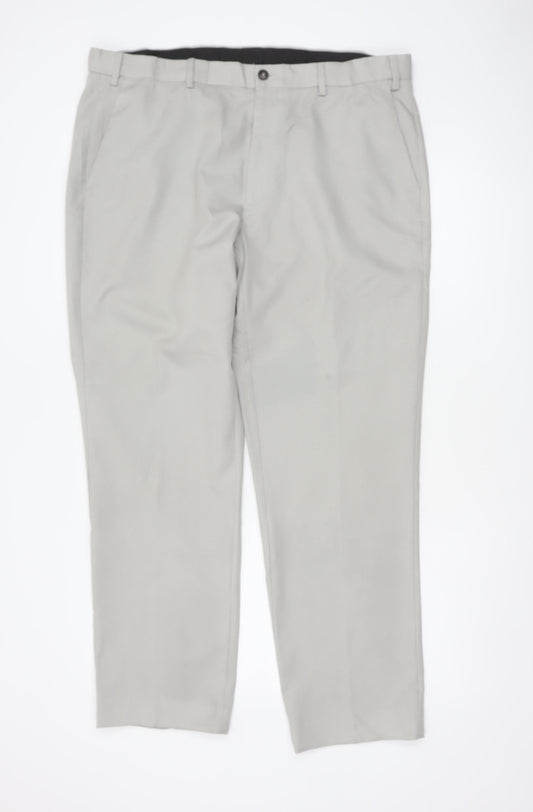 Marks & Spencer Men's Grey 40R Regular Fit Dress Trousers