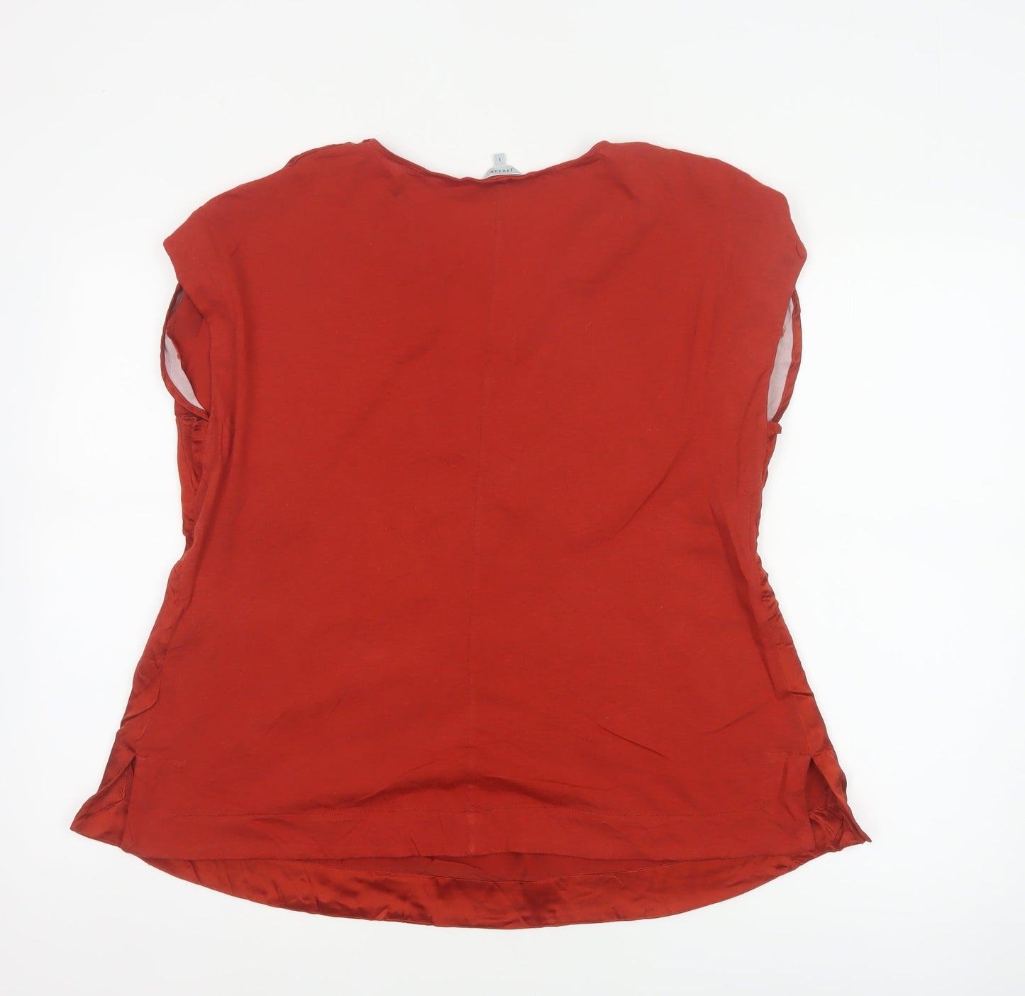 Jigsaw Women Red L Silk V-Neck Wrap Style Cap Sleeve Blouse