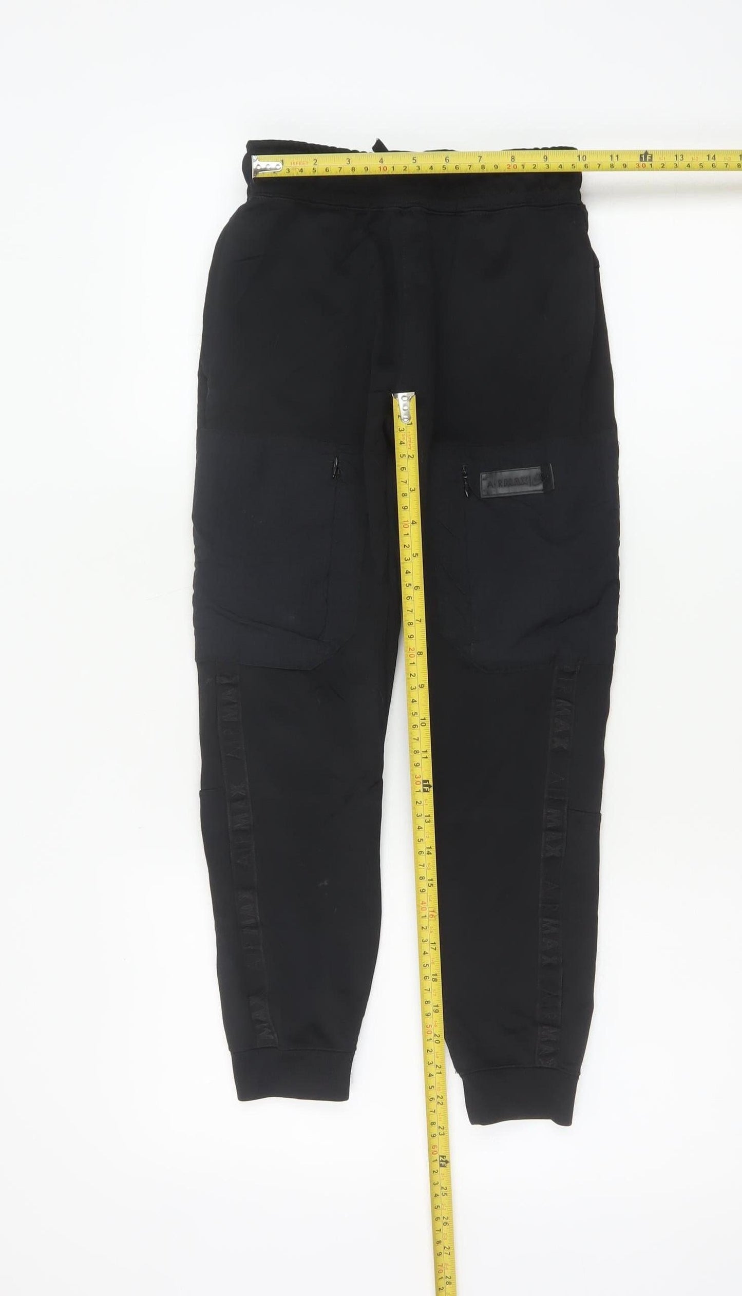 Nike Boys Black Air Max Jogger Trousers Size S 128-137cm Zip Pockets