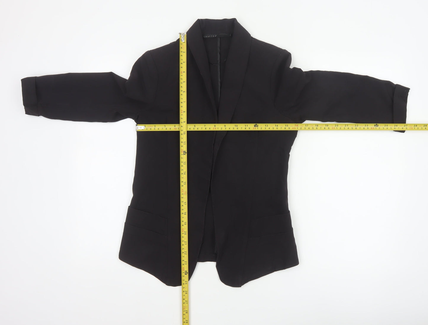 Crafted Women Black UK 6 Shawl Lapel Long Tuxedo Blazer