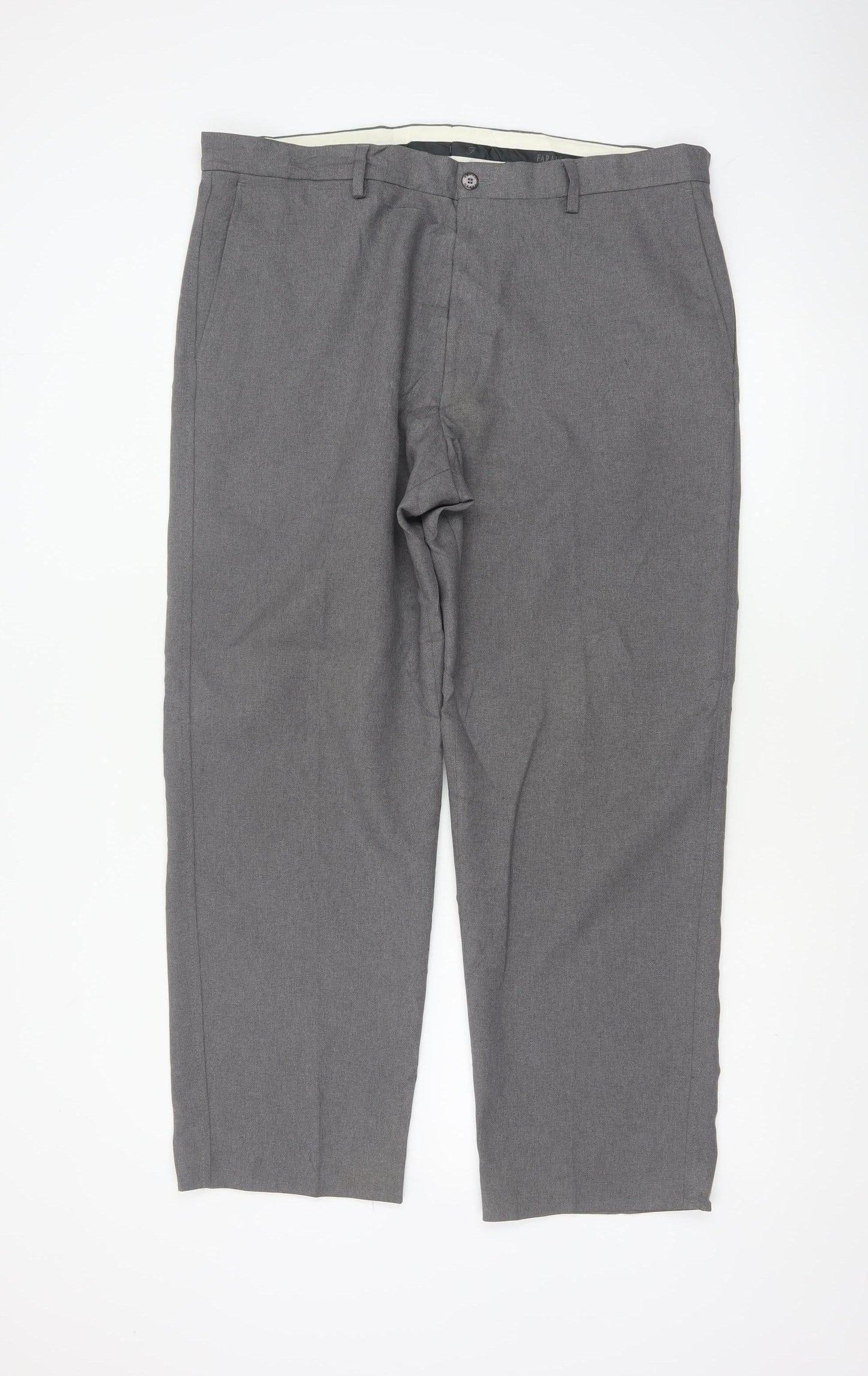 Farah Men’s Grey 36 W29 Straight Flat Front Dress Trousers