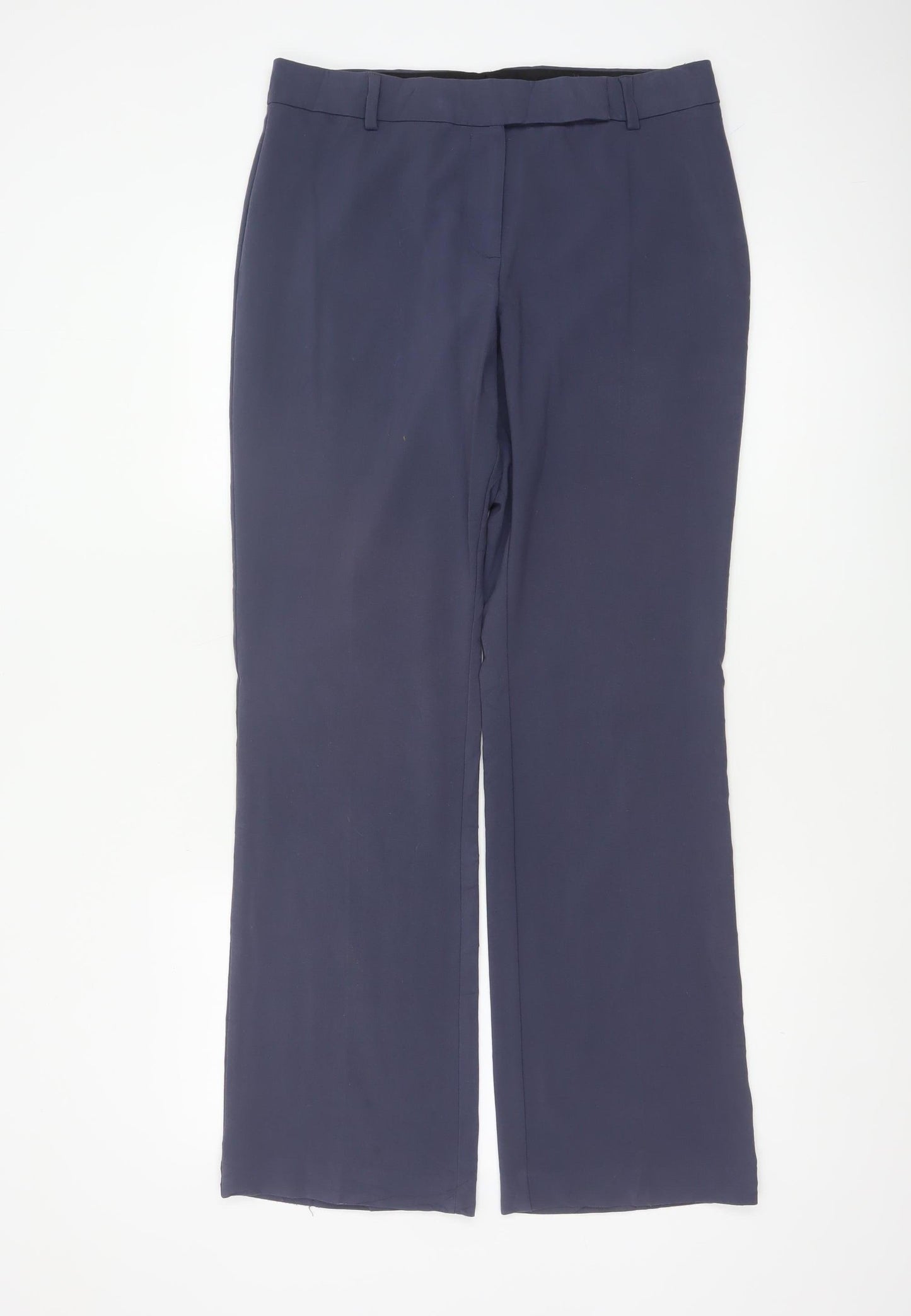 M&S Women’s Navy Blue UK 12 Straight Leg Stretch Work Trousers