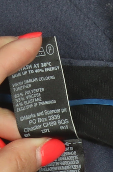 M&S Women’s Navy Blue UK 12 Straight Leg Stretch Work Trousers