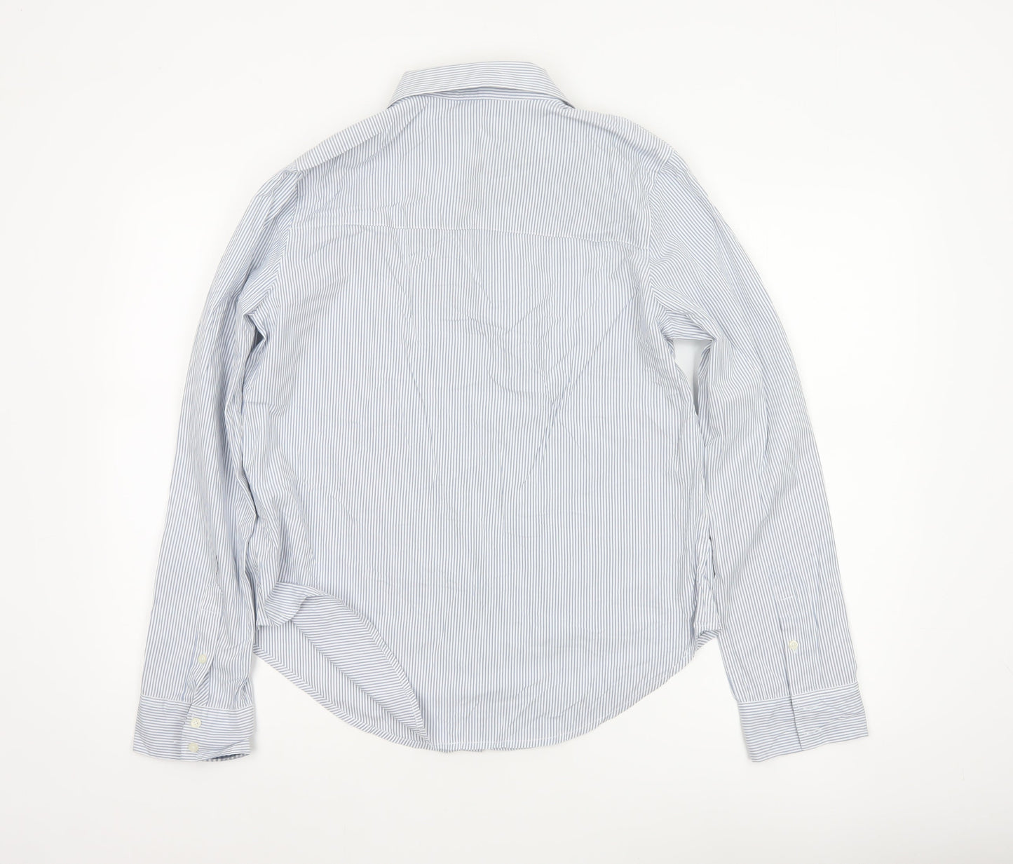 Abercrombie & Fitch Women Blue Stripe L Classic Cotton Button-Up Shirt