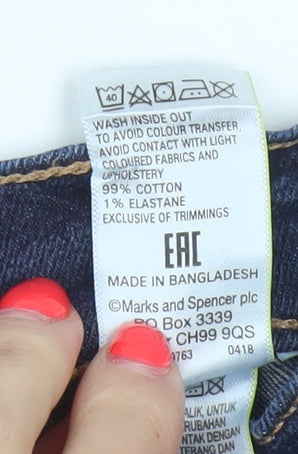 Marks and Spencer Women Blue UK 16 Straight Regular Stretch Jeans
