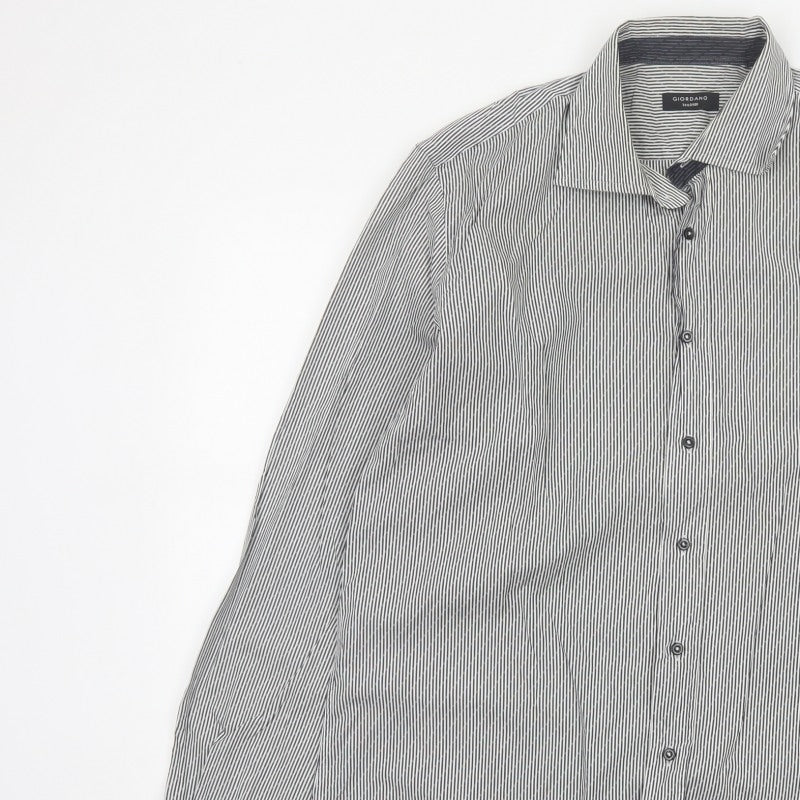 Additional view of Giordano Men’s Grey Striped XL 44 Slim Tailored Long Sleeve Shirt