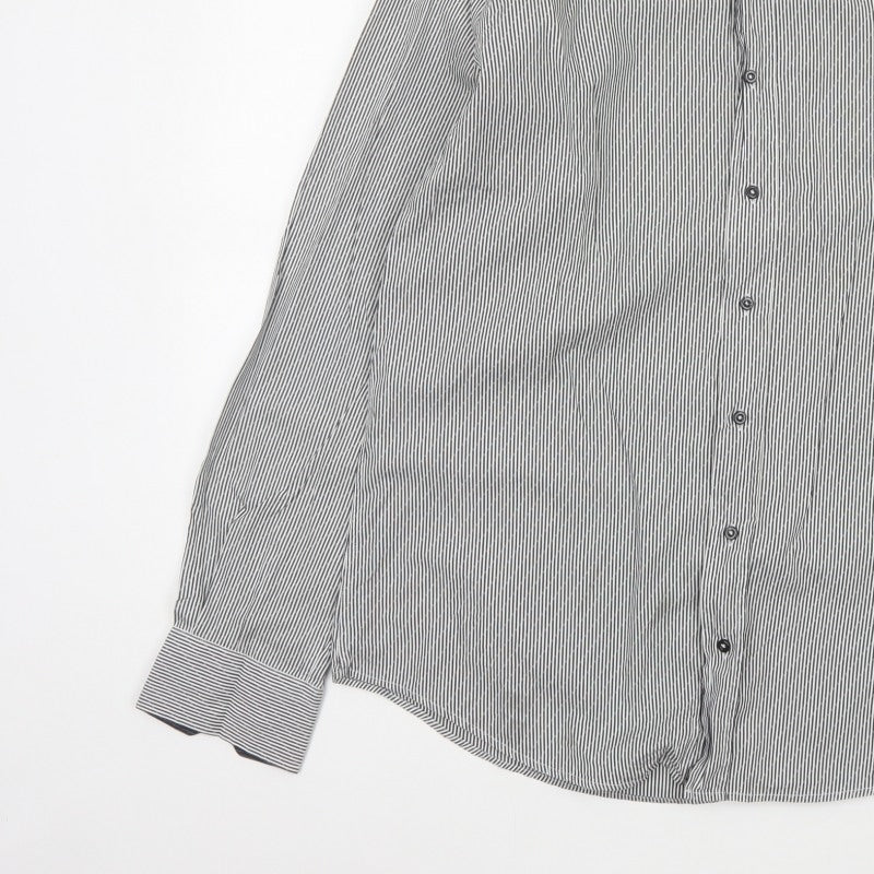 Additional view of Giordano Men’s Grey Striped XL 44 Slim Tailored Long Sleeve Shirt