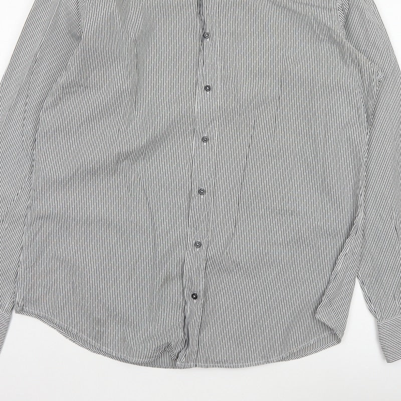 Additional view of Giordano Men’s Grey Striped XL 44 Slim Tailored Long Sleeve Shirt