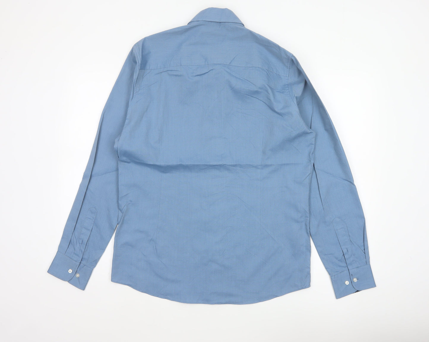 Next Men Blue M Slim Fit Cotton Blend Button-Down Long Sleeve Shirt