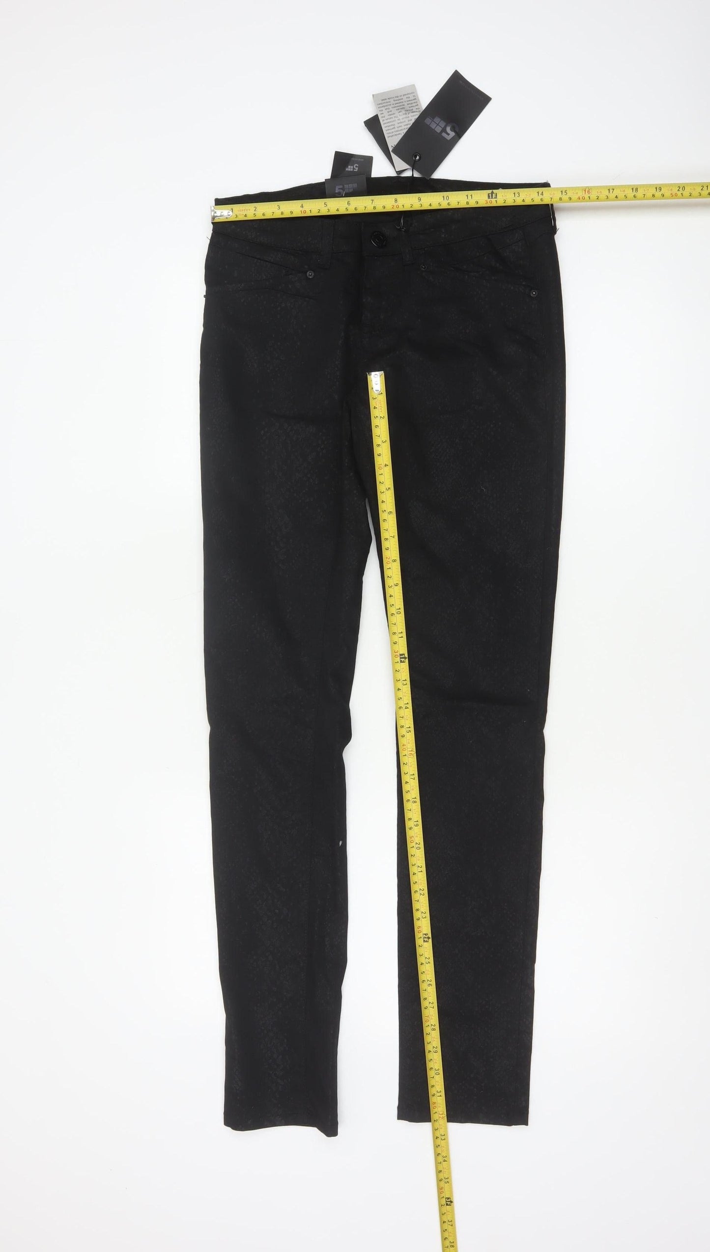 Fiveunits Women Black Animal Print Size 28 Oliva Skinny Trousers
