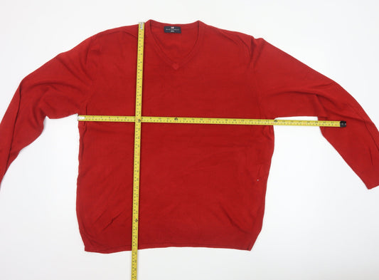 Blue Harbour Men’s Red 2XL V-Neck Acrylic Knit Pullover Jumper