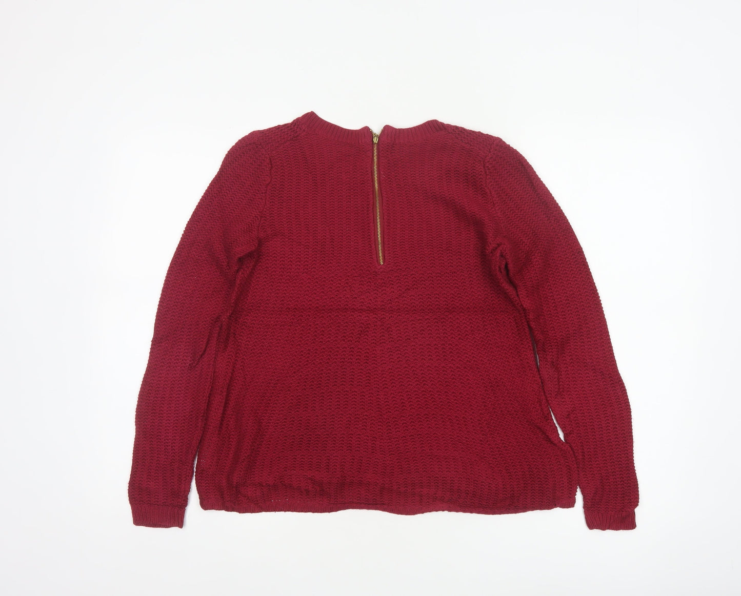 Banana Republic Women Red XS Petite Chunky Knit 1/4 Zip Jumper