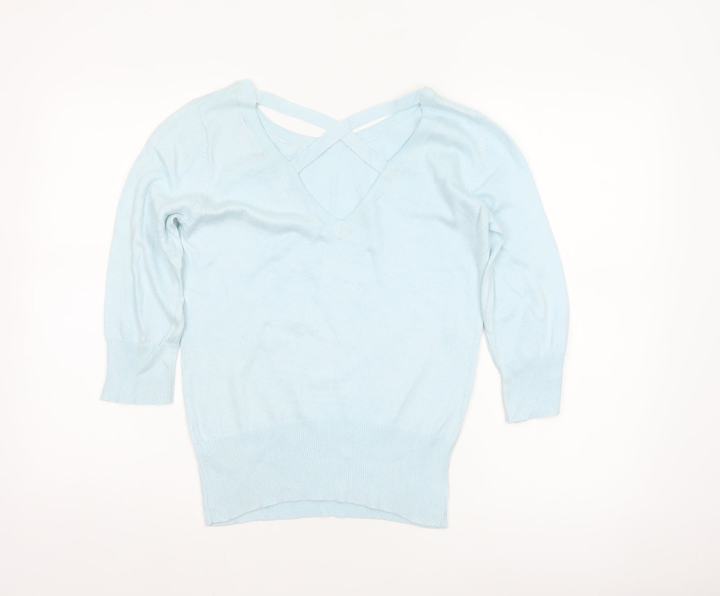 Dorothy Perkins Women Blue UK 10 Pullover V Back Knit Jumper