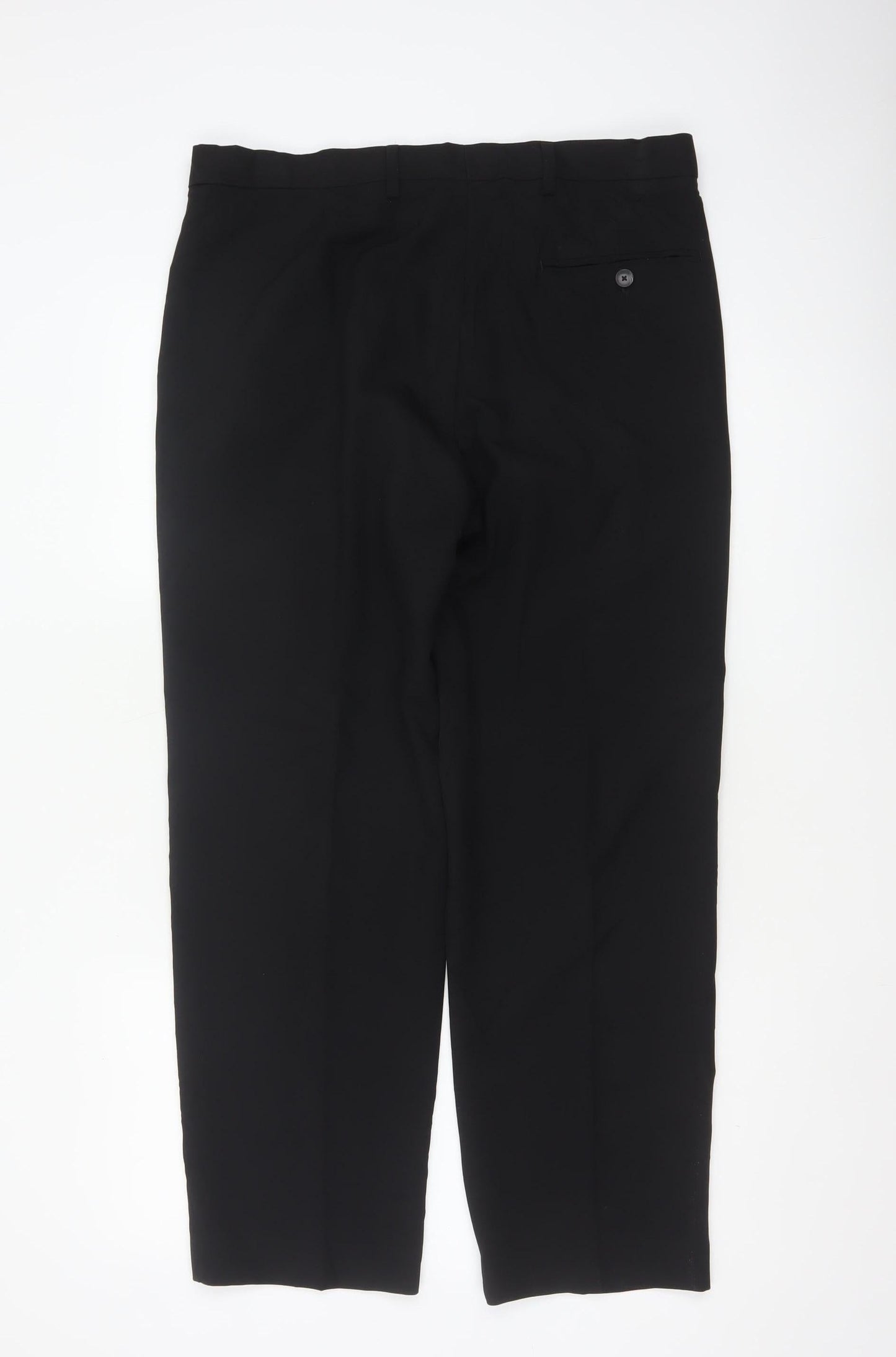 Marks and Spencer Men Black 34 Regular 29in Leg Flat Front Dress Trousers