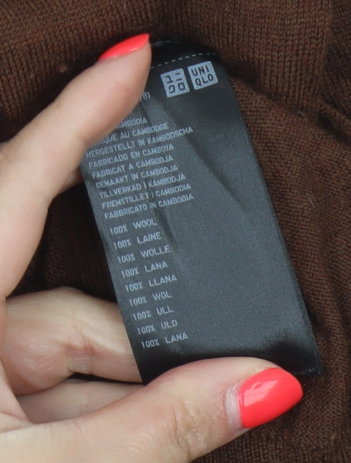 Uniqlo Men’s Brown L 100% Wool Crew Neck Pullover Jumper