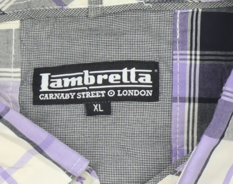 Lambretta Men’s XL Purple Plaid Short Sleeve Button-Up Shirt