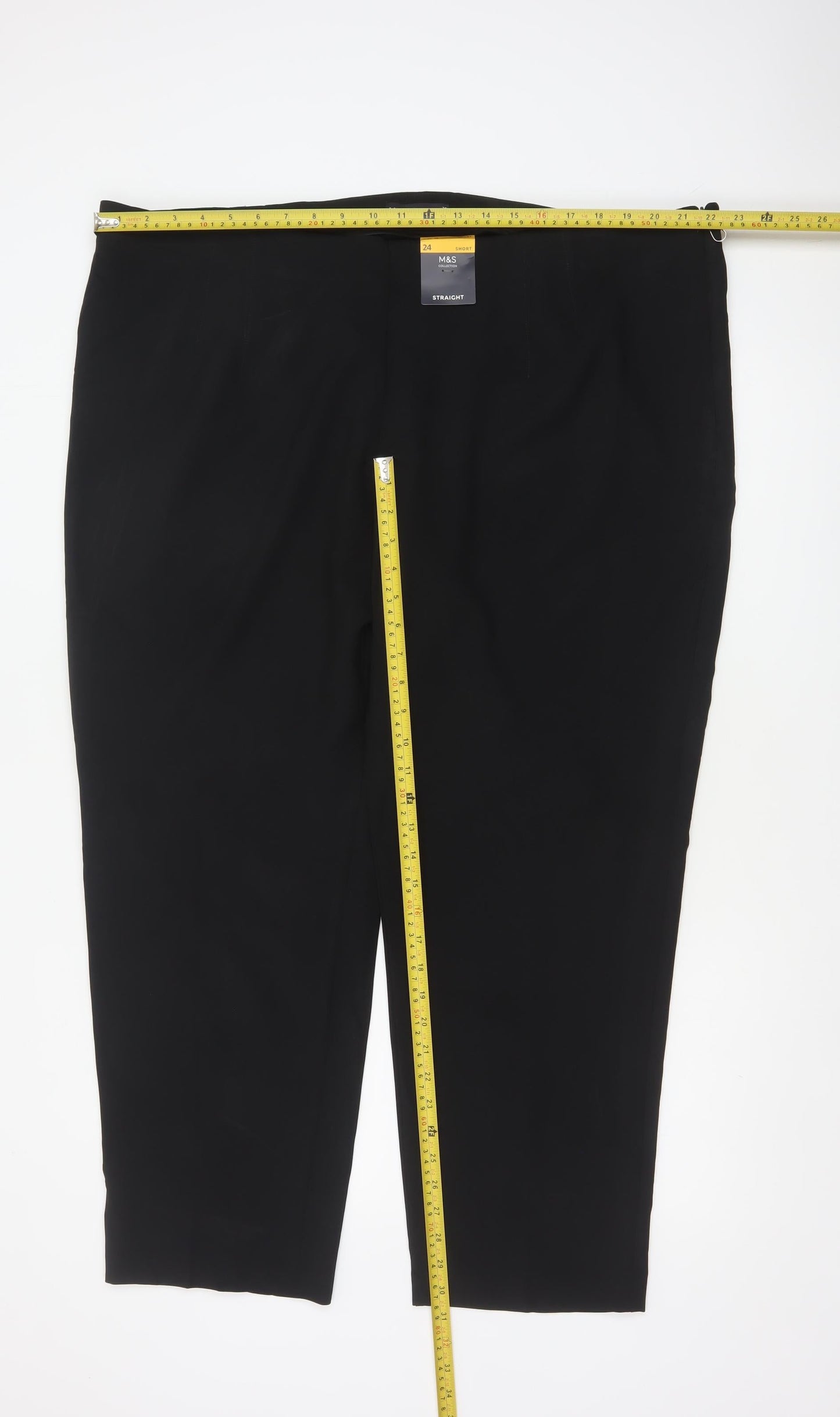 Marks and Spencer Women Black Size 24 Short Straight Dress Trousers