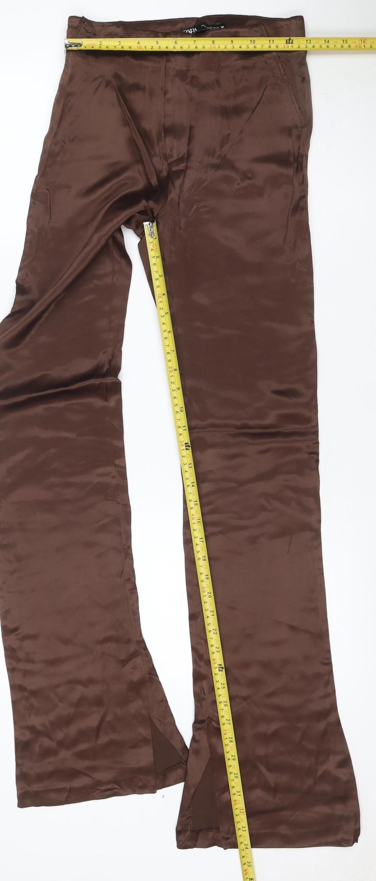 Zara Women’s Brown Modal Stretch Straight Leg Trousers Size S