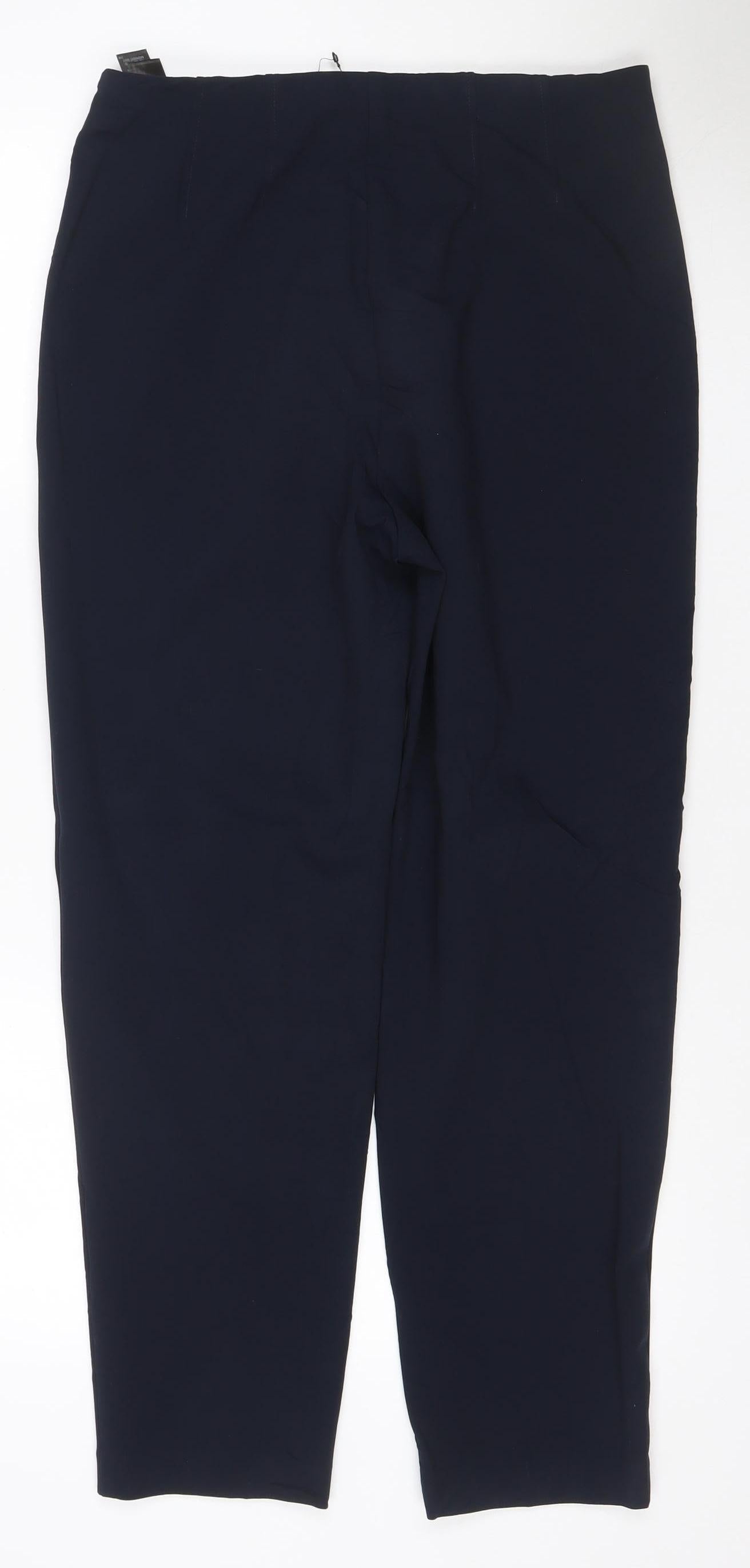 Marks & Spencer Women Navy UK 12 Long Wide-Leg Tailored Trousers