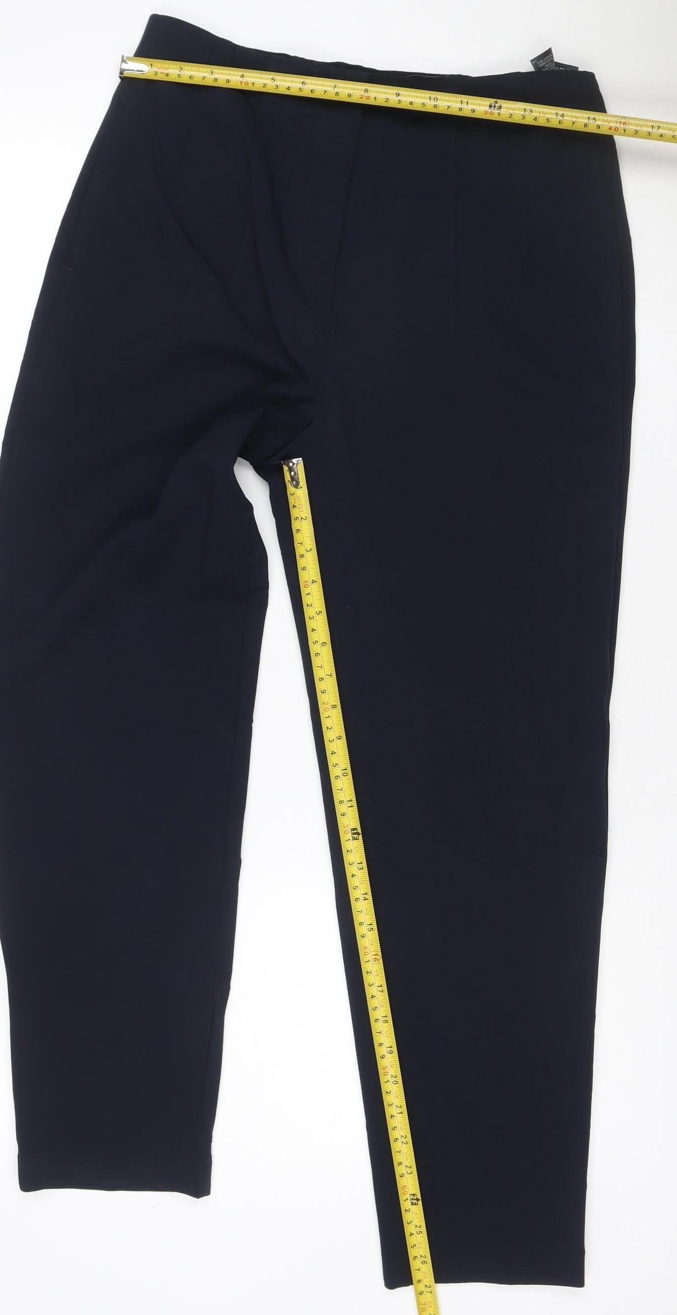 Marks & Spencer Women Navy UK 12 Long Wide-Leg Tailored Trousers